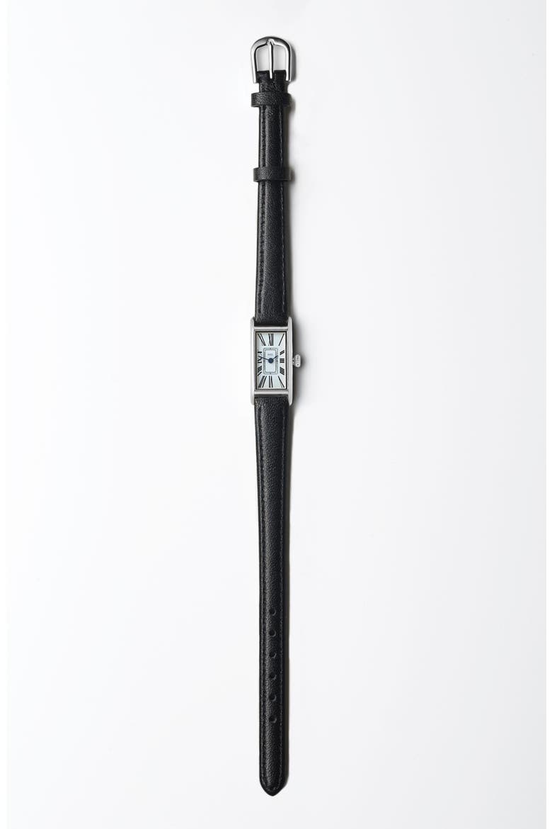 The Kimsey Calfskin Leather Watch Strap Only, Alternate, color, Black Strap - Silver Buckle
