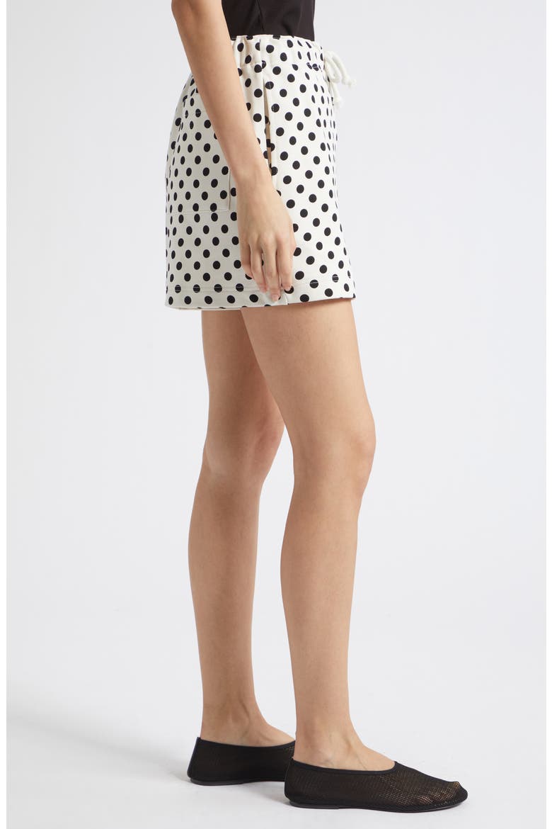 Miksaus Pallo Kioski Polka Dot Cotton Shorts, Alternate, color, OFF WHITE BLACK