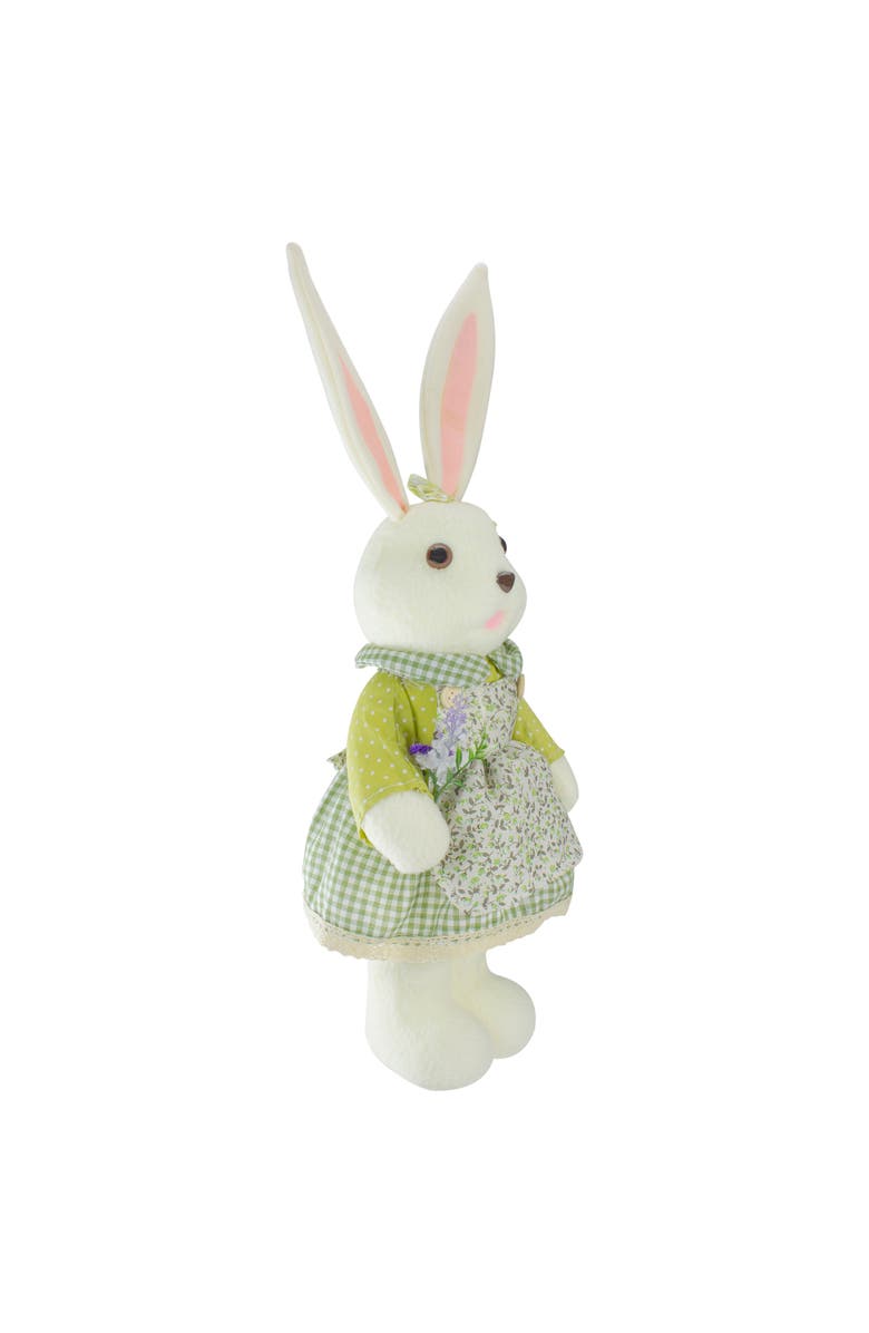 Northlight 20" White and Green Standing Girl Rabbit Easter Figure, Alternate, color, White