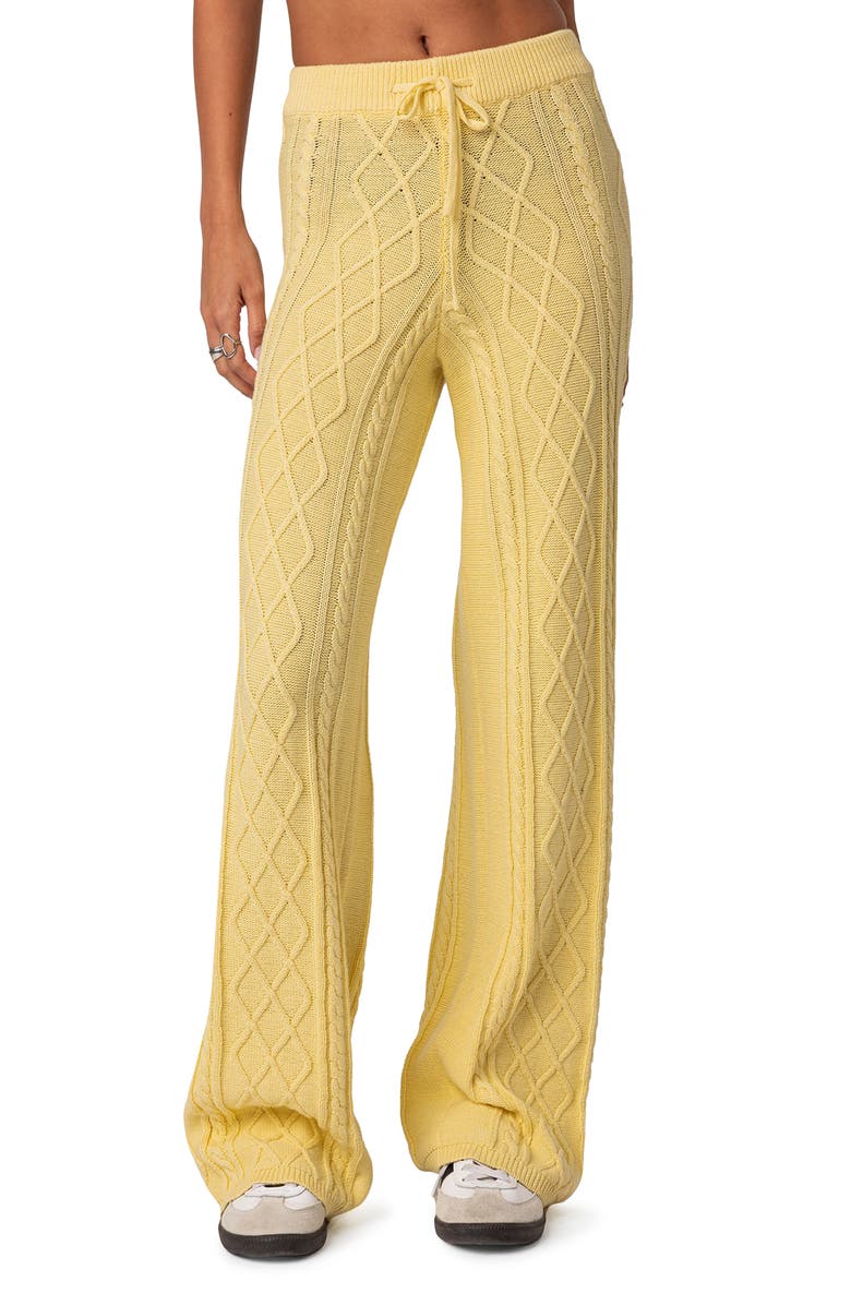 EDIKTED Kasey Cable Stitch Drawstring Pants, Main, color,