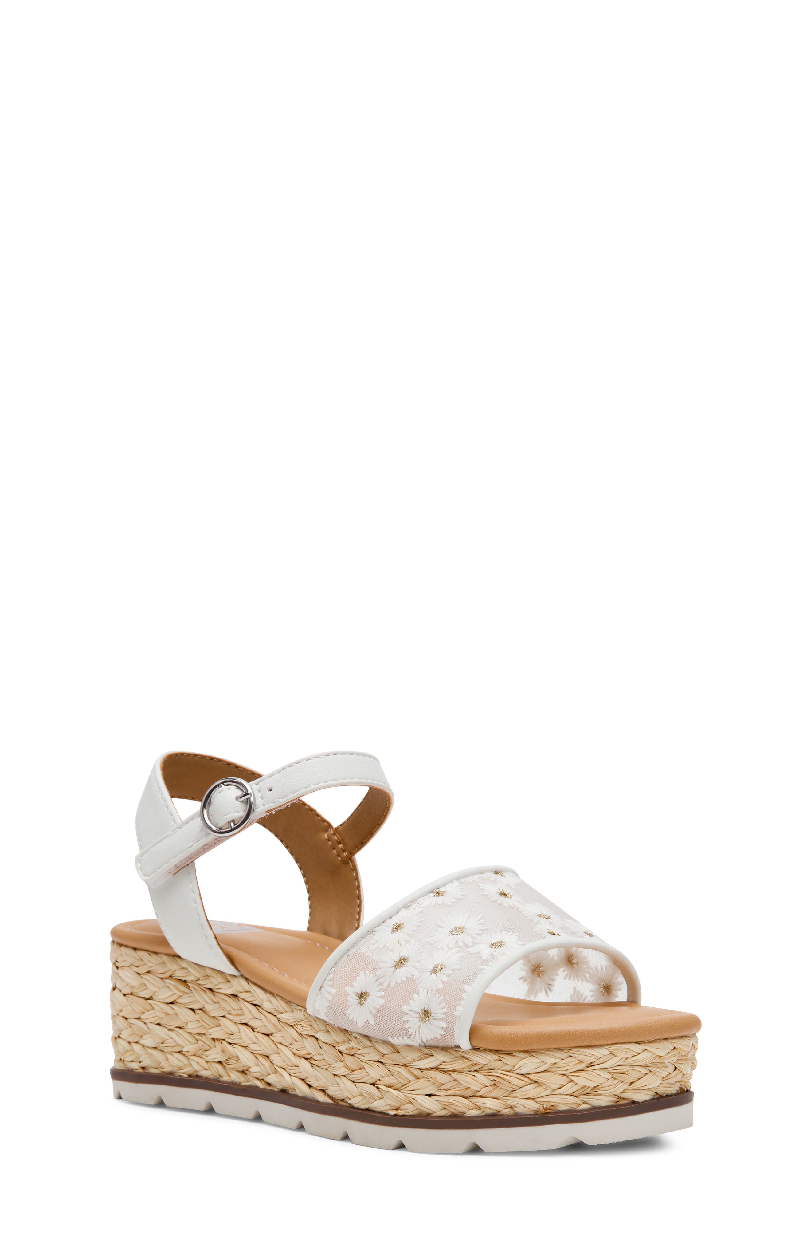 Dolce Vita Kids' Velomy Espadrille Ankle Strap Platform Wedge Sandal, Main, color, White