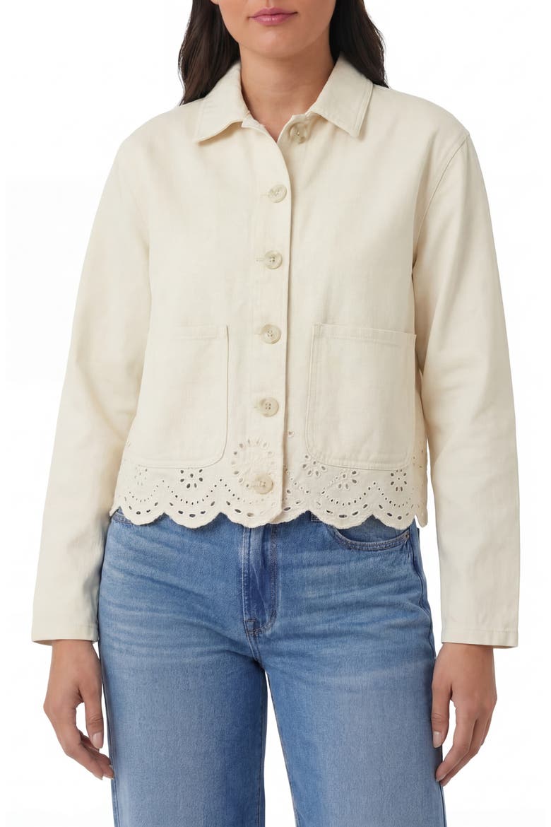 Scalloped Crop Shirt Jacket, Main, color, ECRU