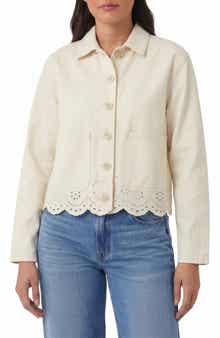 Kensie Scalloped Crop Shirt Jacket