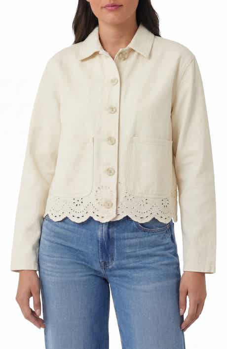 Kensie Scalloped Crop Shirt Jacket