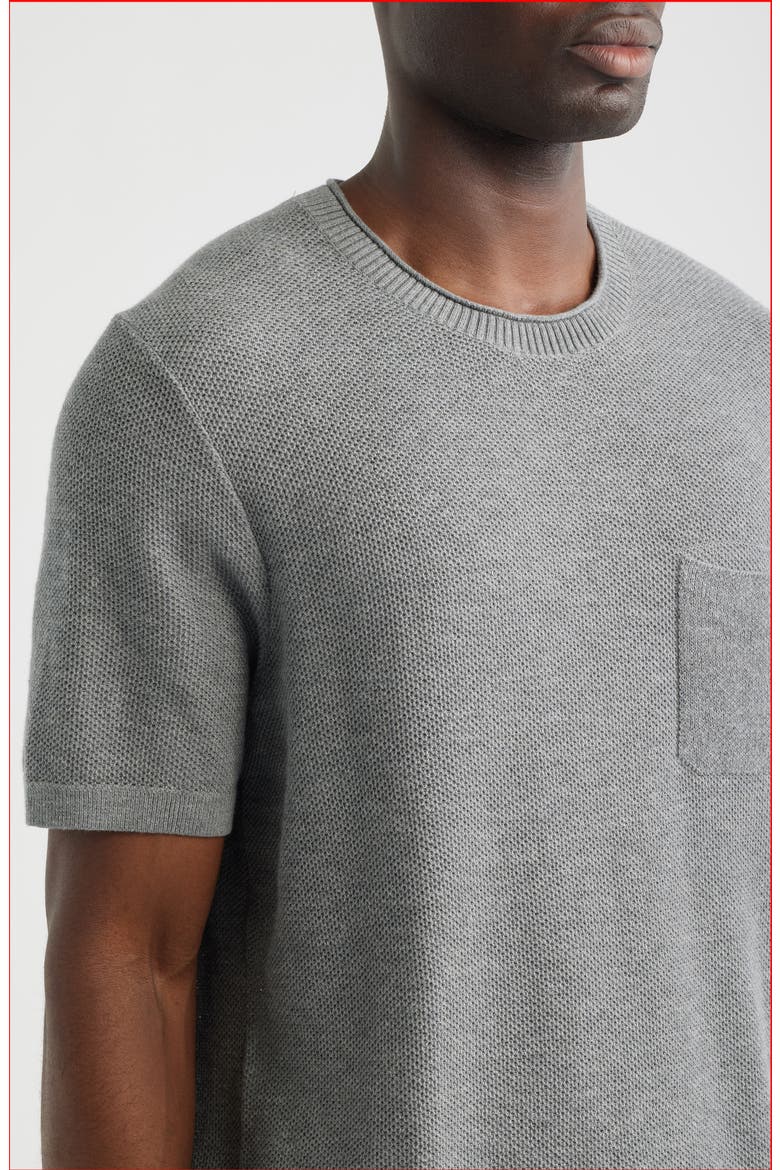 Salthill Short Sleeve Cotton & Linen Piqué Sweater, Alternate, color, MED GREY HEATHER