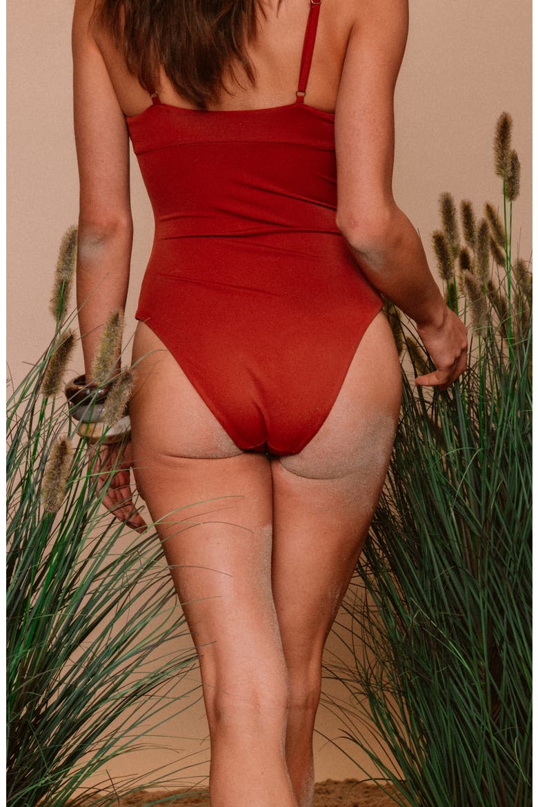 The Mali Keyhole One-Piece Swimsuit, Alternate, color, CARAMEL