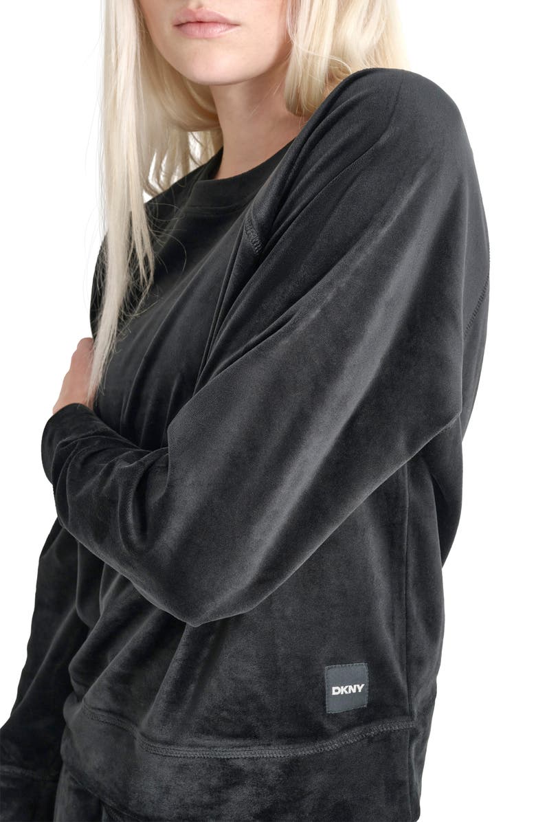DKNY Platinum Velour Sweatshirt, Alternate, color, 