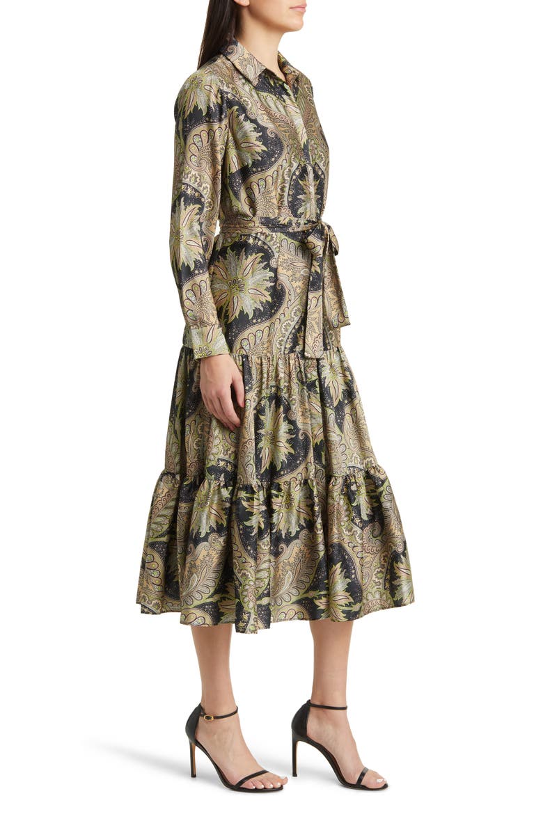 Print Long Sleeve Maxi Shirtdress, Alternate, color, NATURAL MULTI