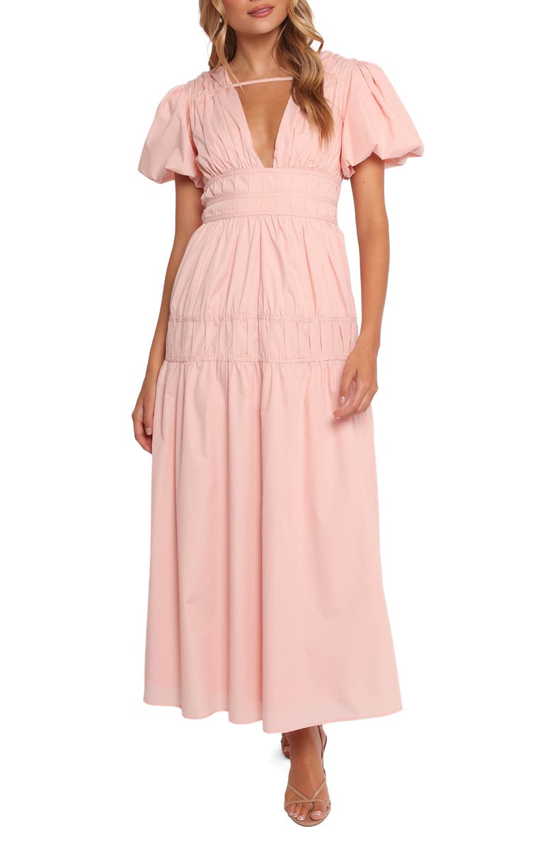 Petal & Pup Joedy Puff Sleeve Maxi Dress, Main, color, Pale Pink