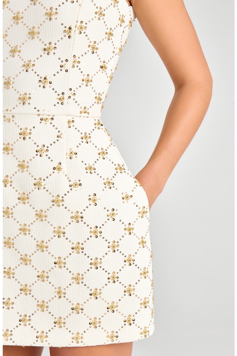Sofia Diamond Print Cocktail Minidress, Alternate, color, CREAM