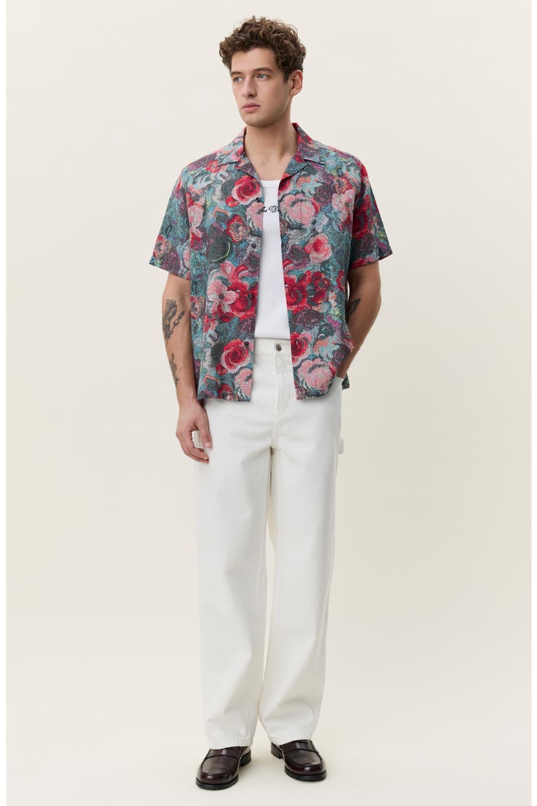 Bouquet Floral Jacquard Camp Shirt, Alternate, color, MULTICOLOR