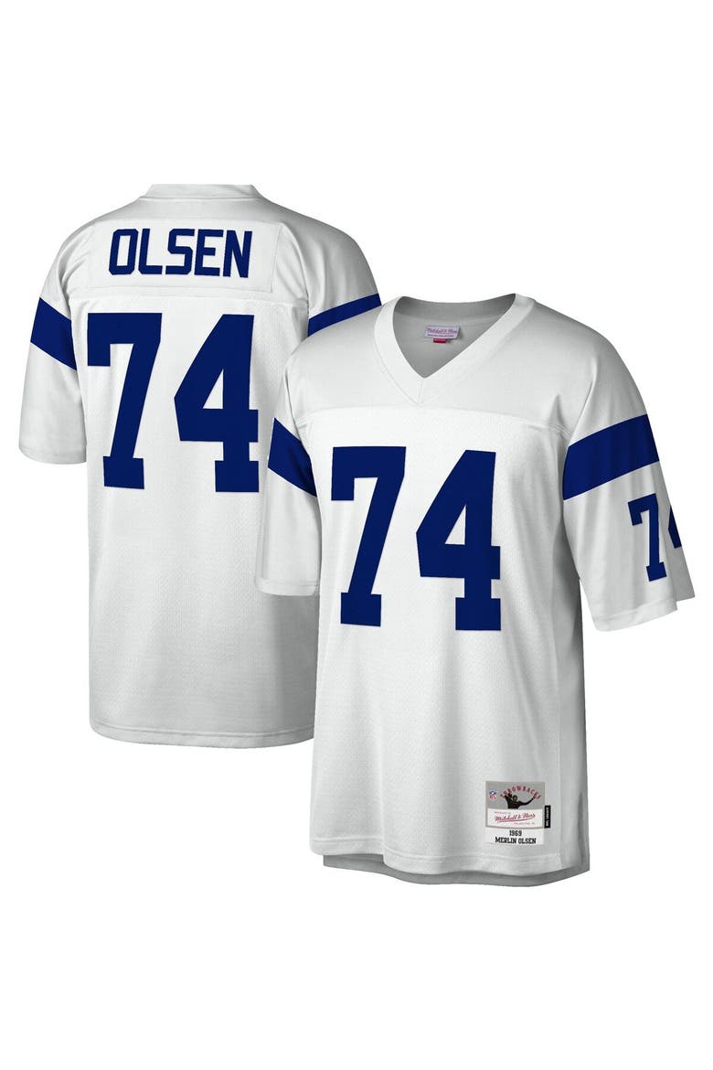 Men's Mitchell & Ness Merlin Olsen White Los Angeles Rams Legacy Replica Jersey, Alternate, color, White