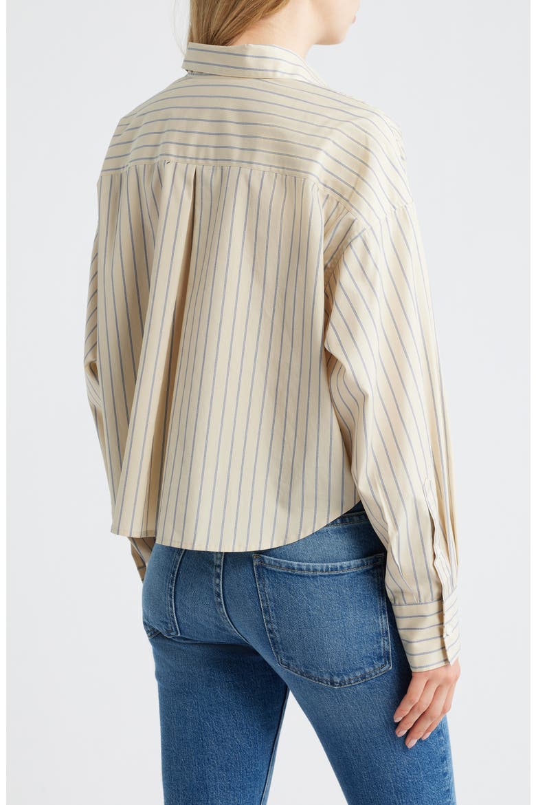 Molly Stripe Crop Cotton Button-Up Shirt, Alternate, color, TAN STRIPE