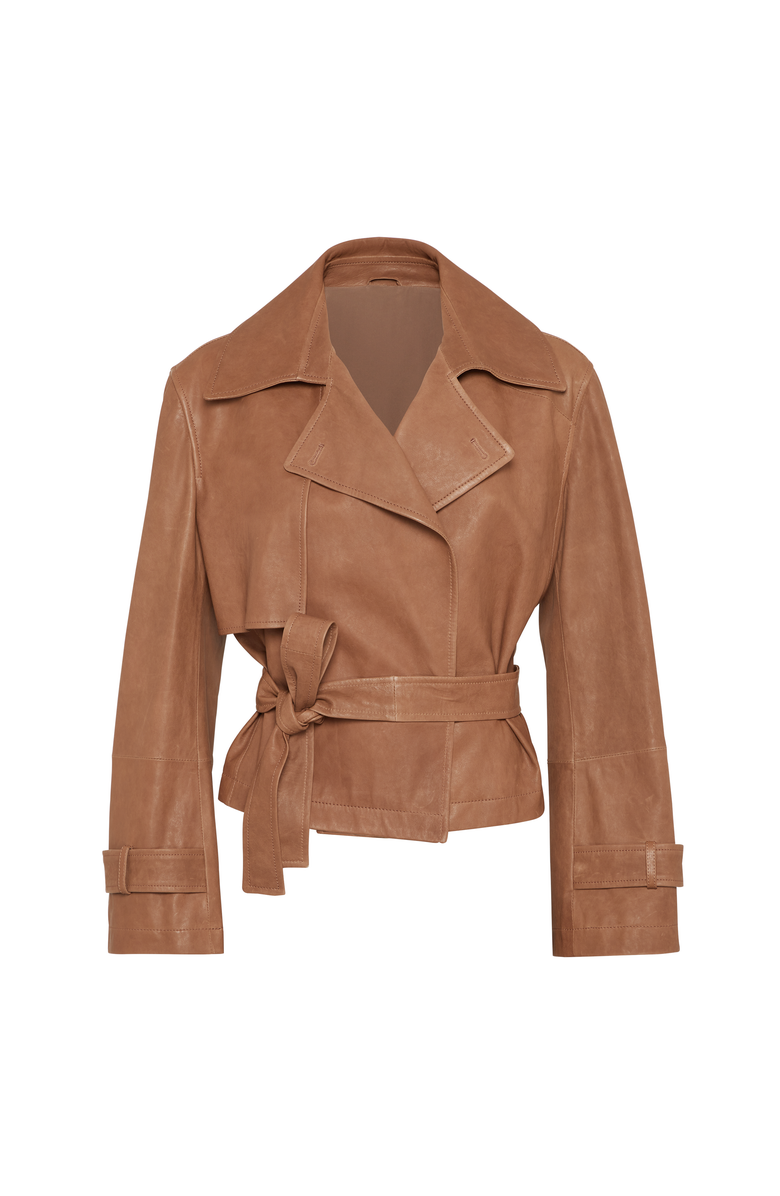 Brunello Cucinelli Vintage nappa Crop trenchcoat, Main, color, Leather