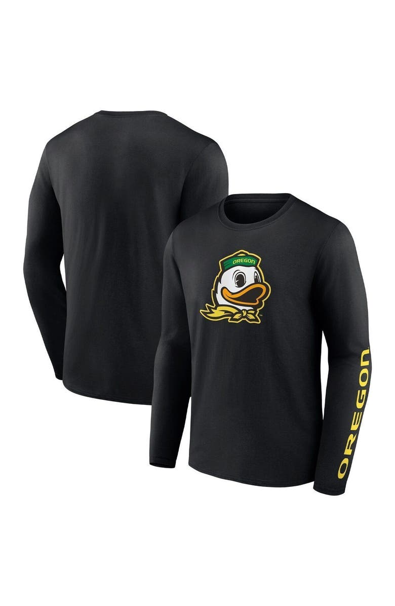 FANATICS Men's Fanatics Branded Black Oregon Ducks Double Time 2-Hit Long Sleeve T-Shirt, Main, color,