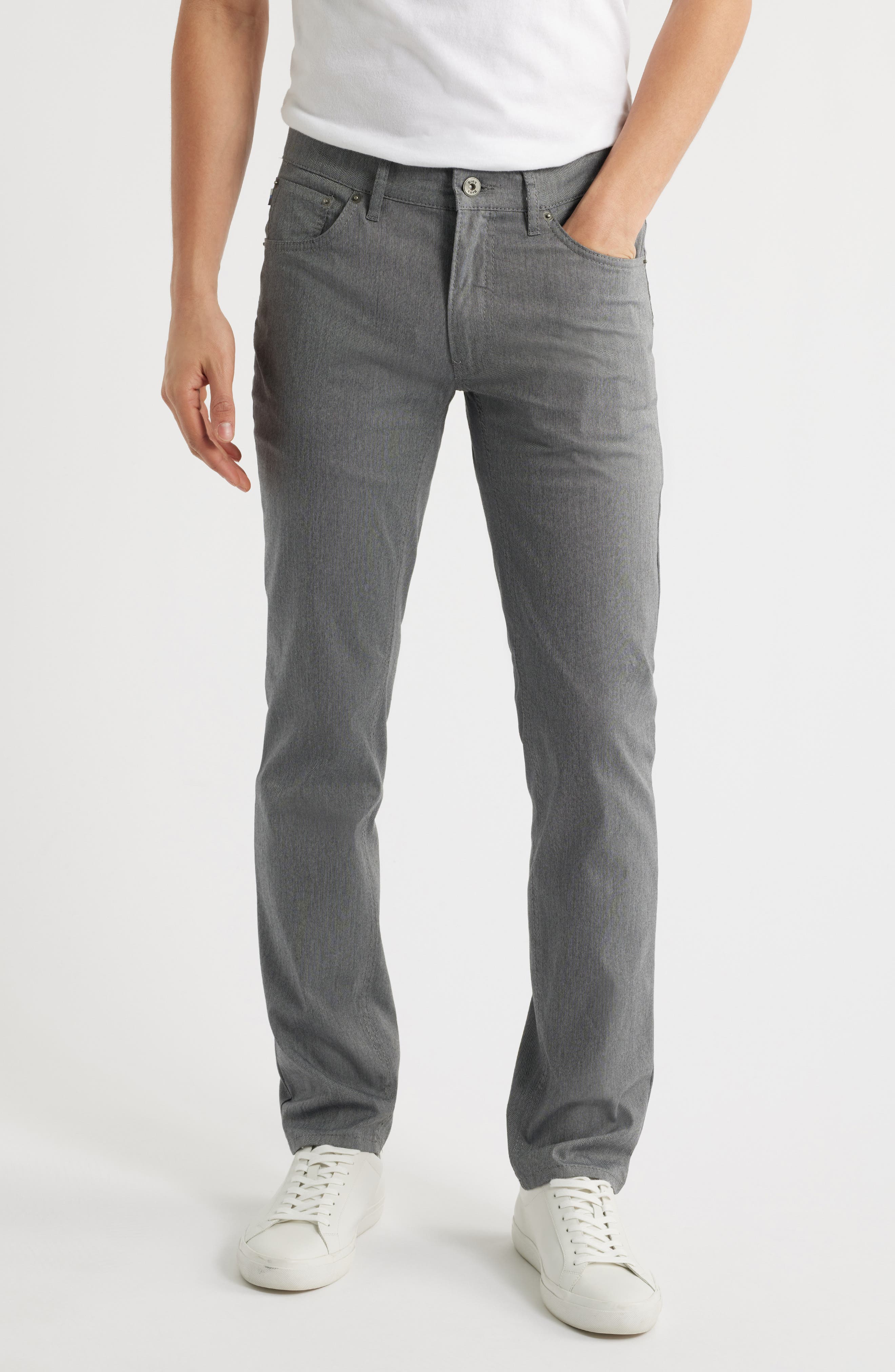 Brax Chuck Modern Fit Chambray Pants in 07-Mid Grey 