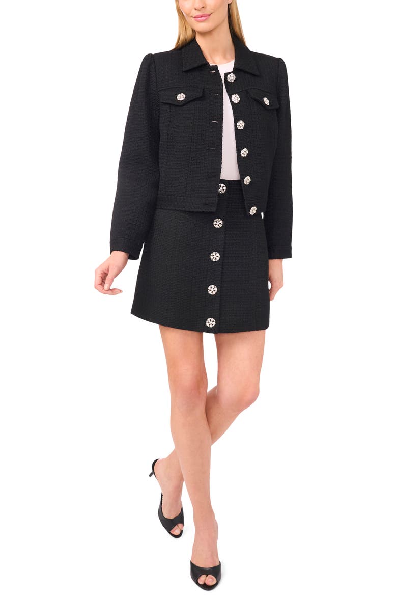 Tweed Miniskirt, Alternate, color, RICH BLACK