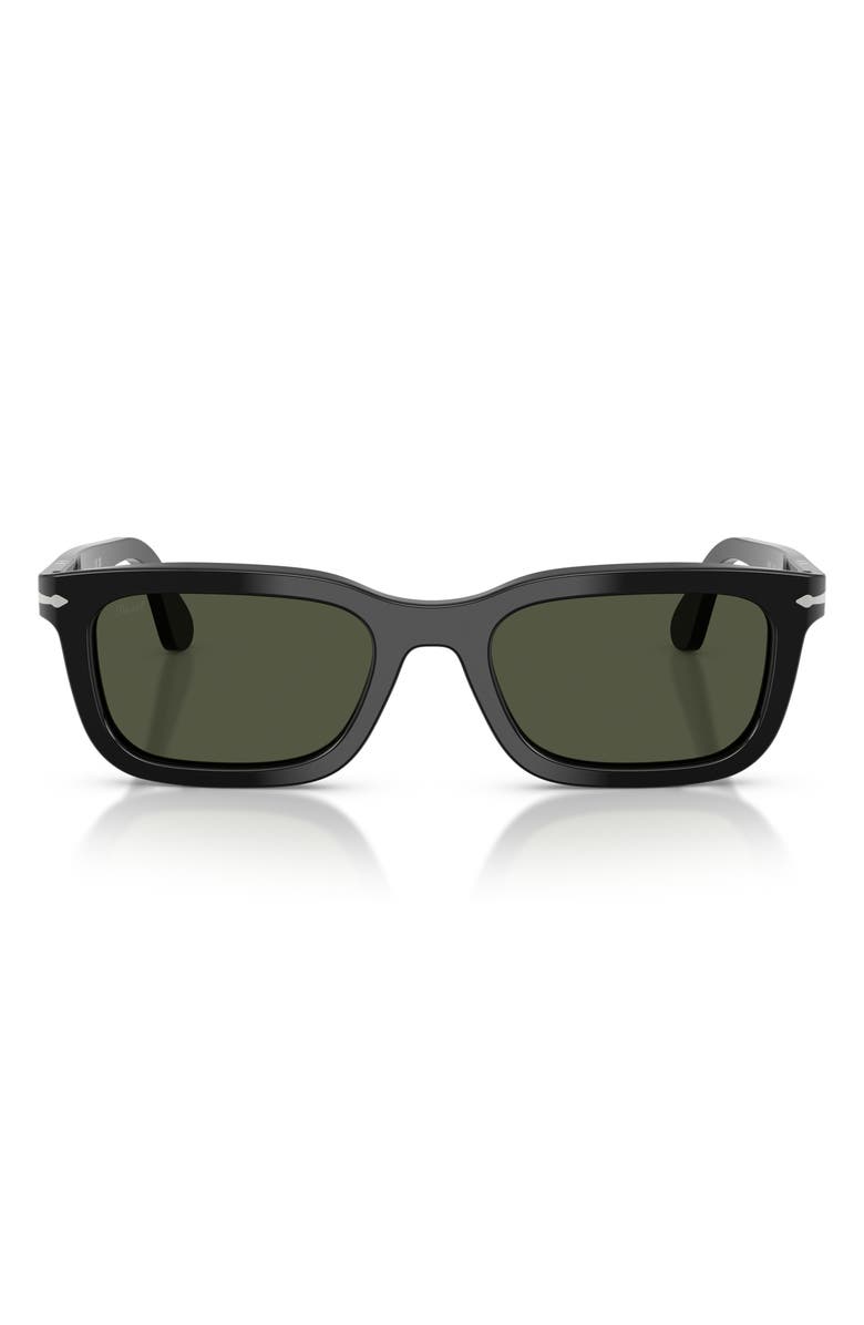 Persol 53mm Rectangular Sunglasses, Main, color, Black / Green