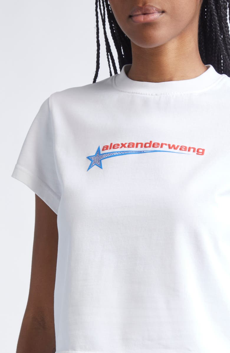 Alexander Wang Shrunken Cotton Graphic T-Shirt, Alternate, color, White
