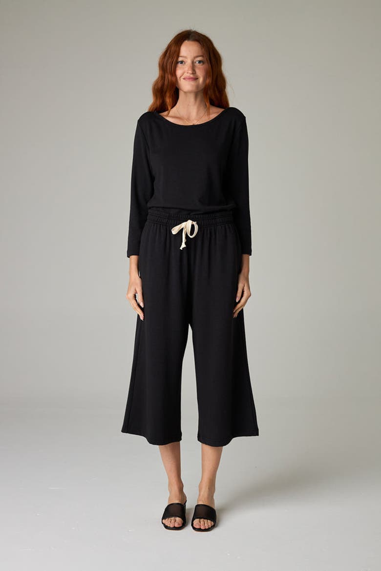 Baikal Eco-Luxe Fleece Crop Pant - Cloud-Soft Comfort, Alternate, color, Coal Black