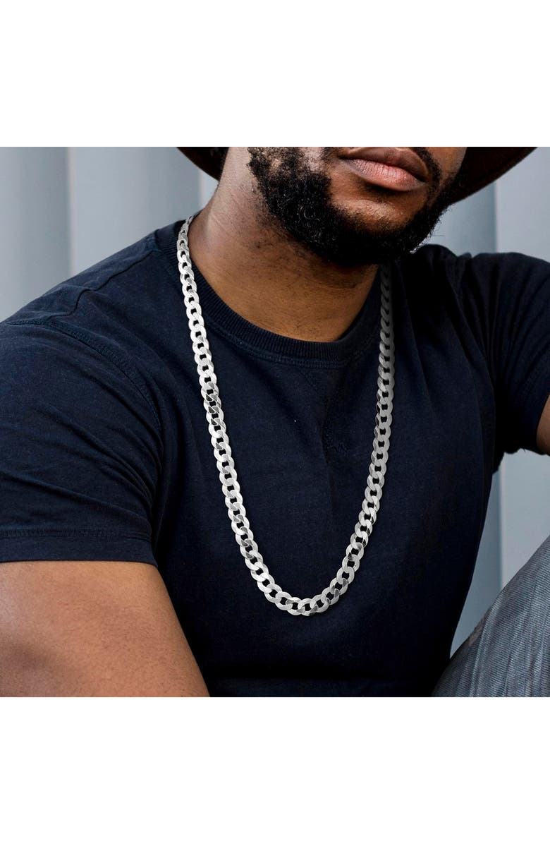 DELMAR Sterling Silver Bevel Curb Chain Necklace, Alternate, color,