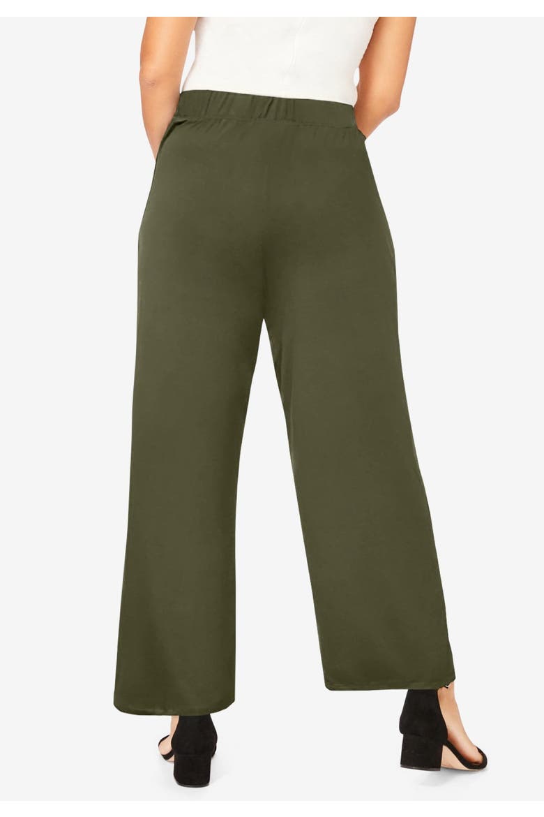 Everyday Stretch Knit Wide Leg Pant, Alternate, color, DARK OLIVE GREEN