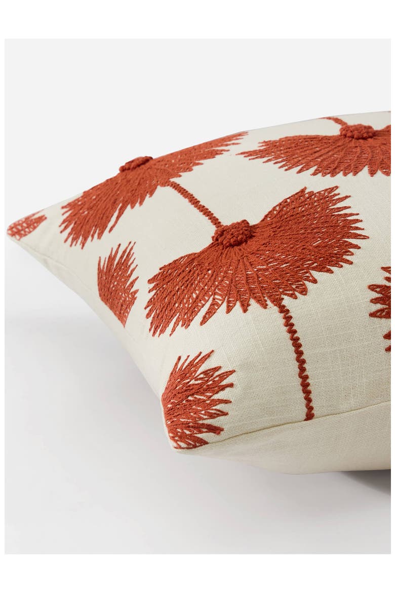 Palm Leaf Embroidered Throw Pillow, Alternate, color, SIENNA / OFF WHITE