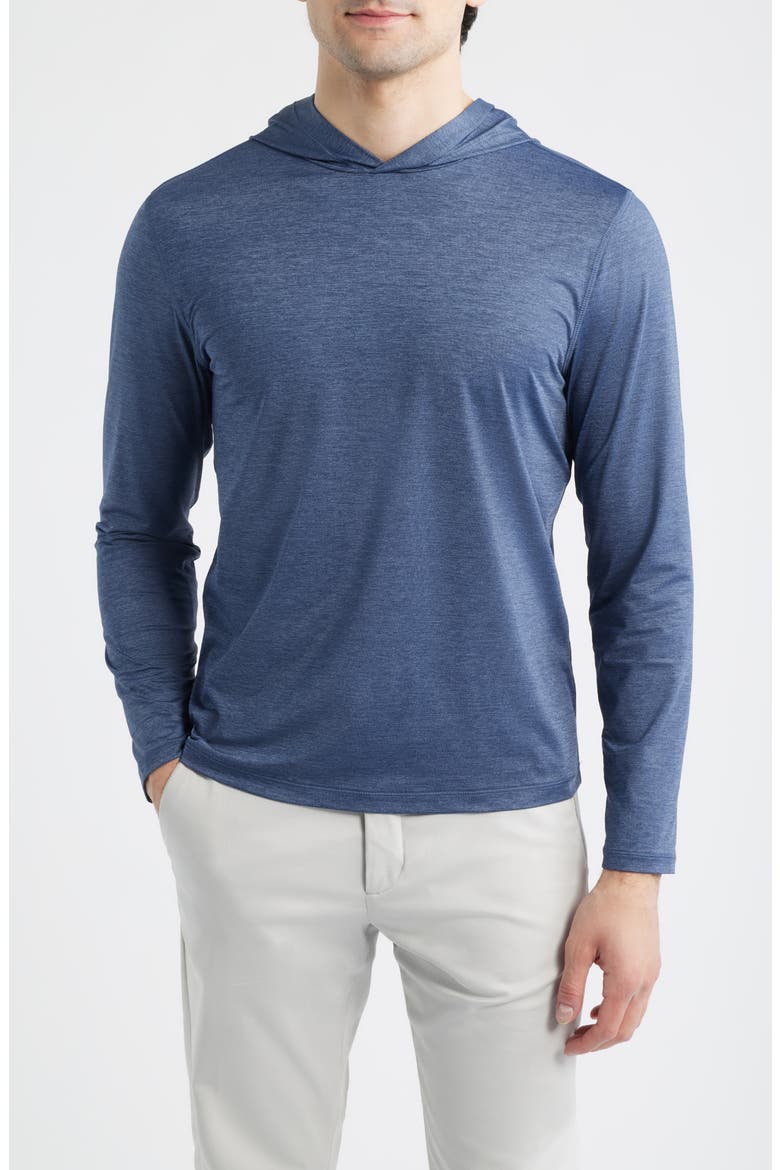 Mélange Ice Stretch Nylon Golf Hoodie, Main, color, TWILIGHT MELANGE