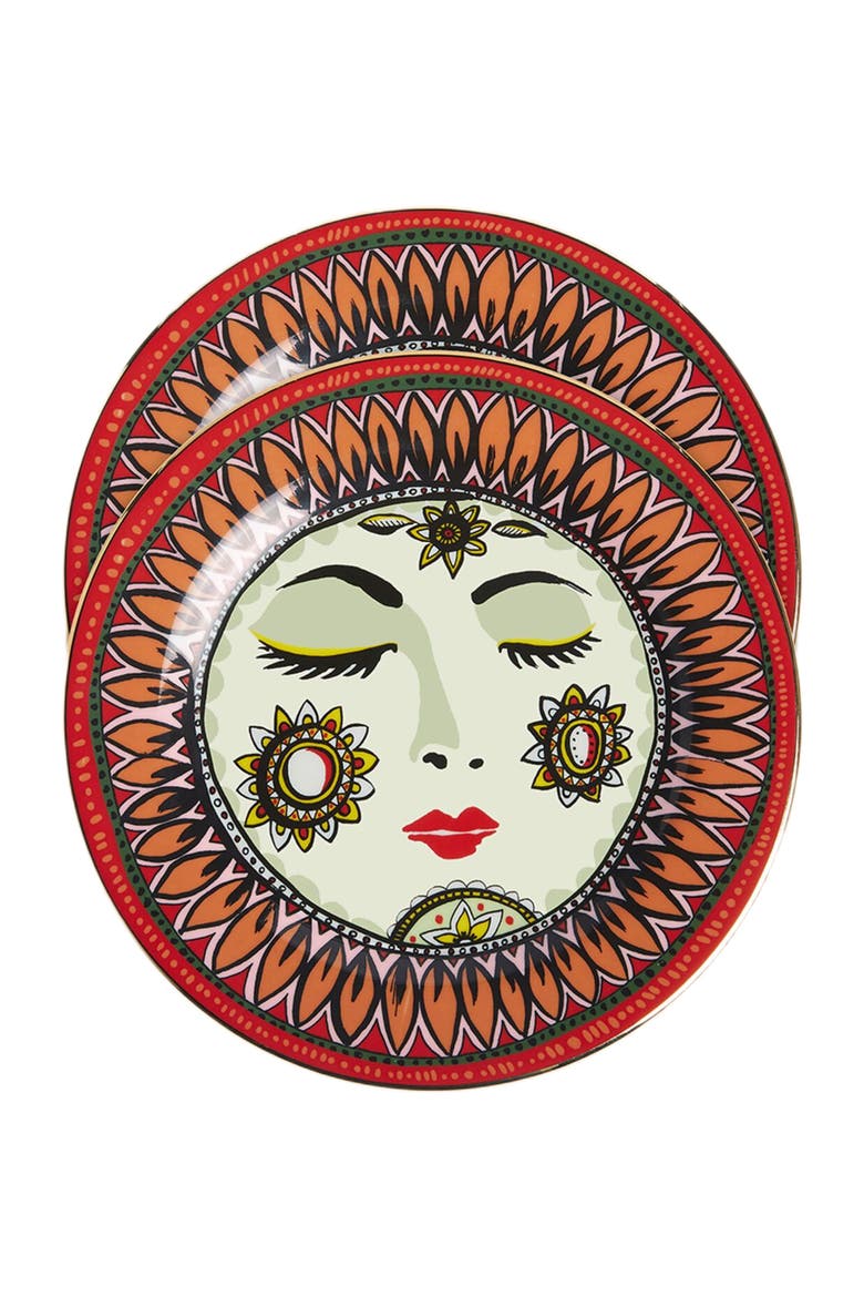 Dessert Plates Set Of 2 Sleeping Mother Orange, Main, color, Sleeping Mother Orange