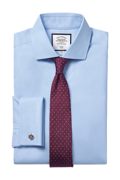 CHARLES TYRWHITT CHARLES TYRWHITT NON-IRON TWILL CUTAWAY SLIM FIT SHIRT SINGLE CUFF