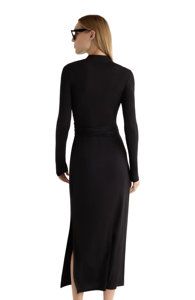 Modern Citizen Vero Tie Front Long Sleeve Dress, Alternate, color, Black