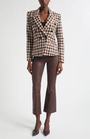 L'AGENCE Marie Houndstooth Double Breasted Blazer