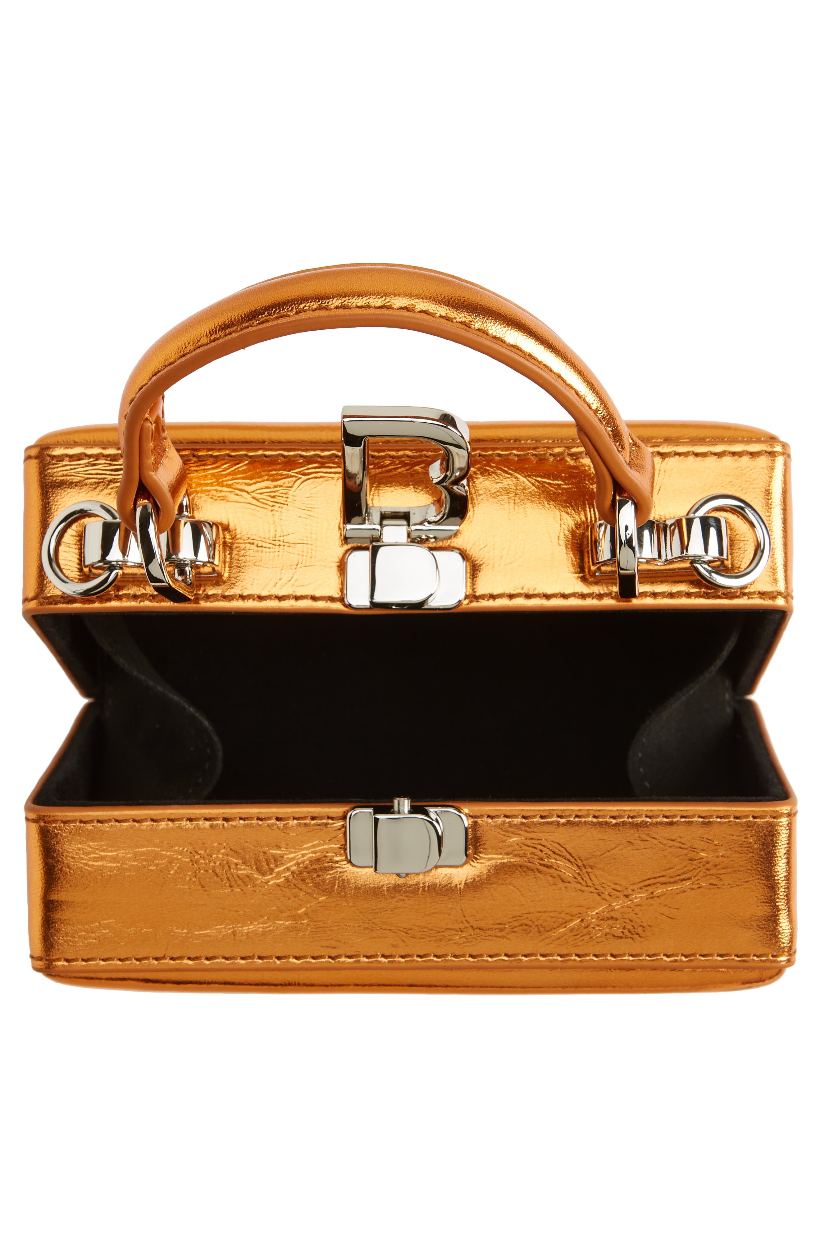 Brandon Blackwood Mini Kendrick Metallic Leather Trunk Crossbody Bag, Alternate, color, 