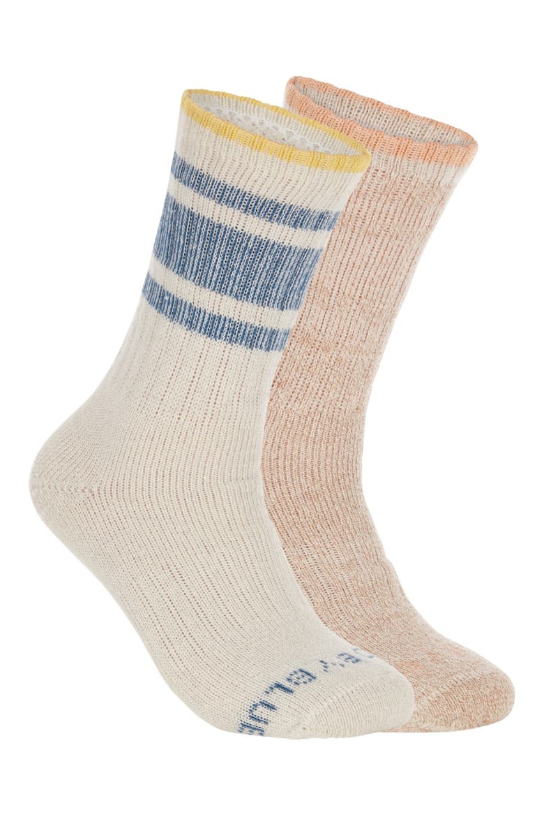 Assorted 2-Pack Wool, Cotton & Linen Blend Crew Socks, Main, color, OFF WHITE/ TEAL