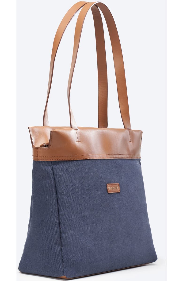 VISCATA Tropez Canvas Shoulder Handbag, Alternate, color, Navy Blue