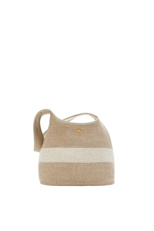 Burberry Small Logo-embellished Canvas Shoulder Bag In Natural