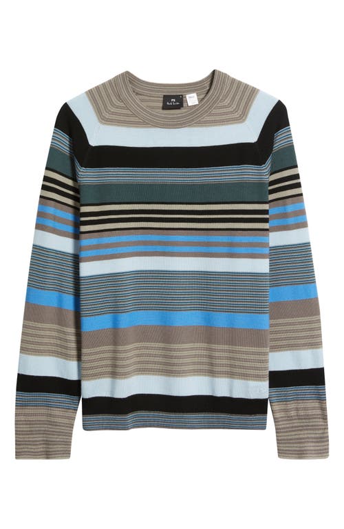 Paul Smith London Stripe Merino Wool Crewneck Sweater In Brown