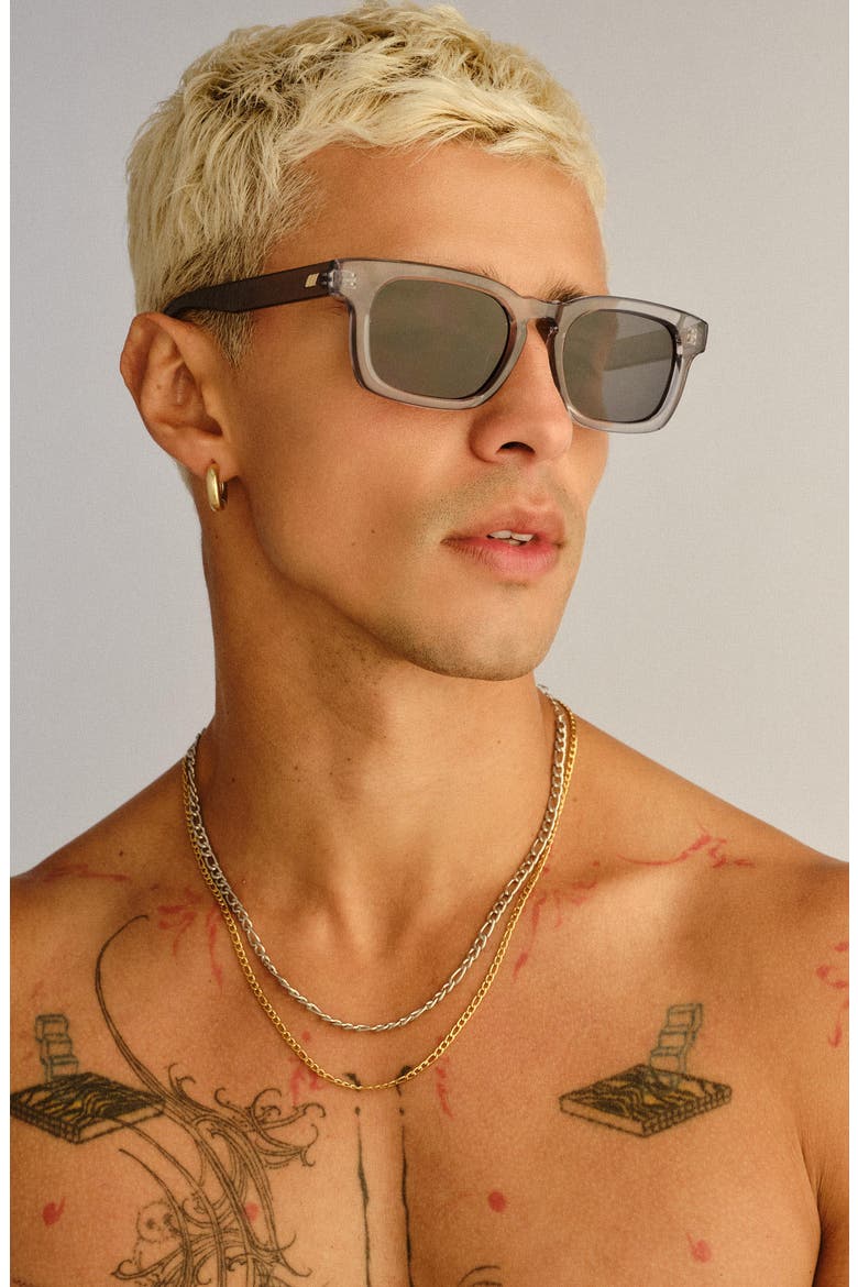 Iceman 52mm Square Sunglasses, Alternate, color, PEWTER / SMOKE MONO