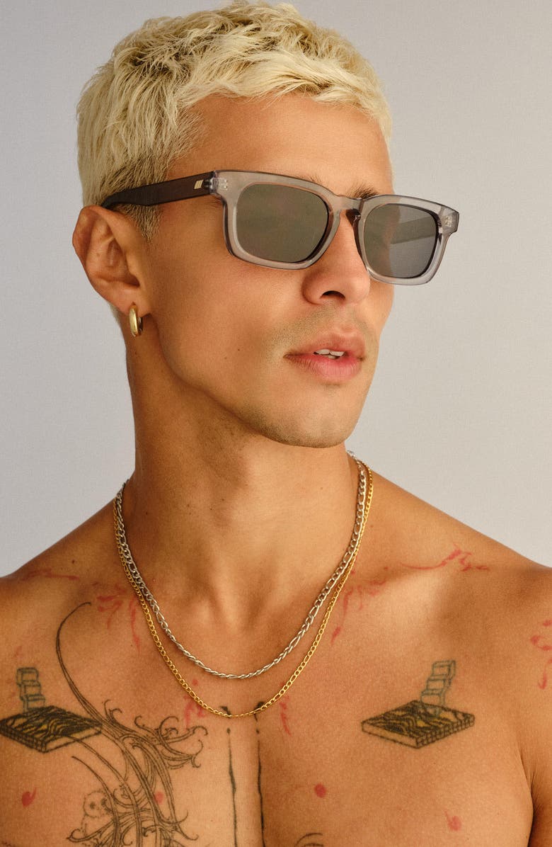 Le Specs Iceman 52mm Square Sunglasses, Alternate, color, Pewter / Smoke Mono