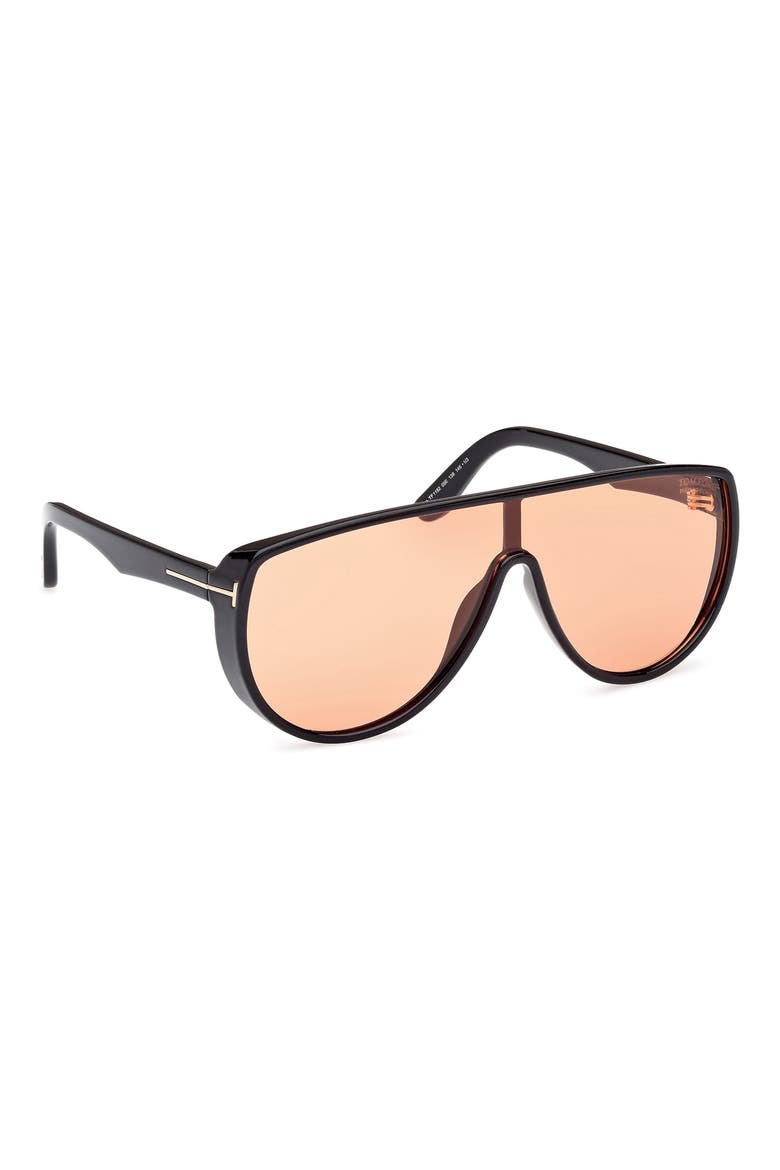 Achilles 138mm Shield Sunglasses, Alternate, color, BLACK / T LOGO / TERRACOTTA
