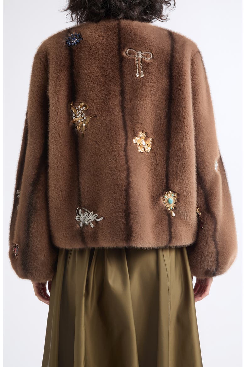 Benson Jewel Cluster Faux Fur Coat, Alternate, color, TAUPE