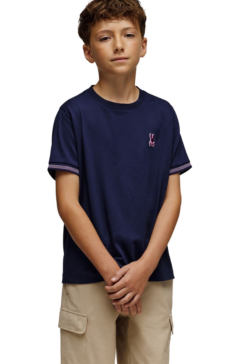 Psycho Bunny Kids' Hart Embroidered Logo Cotton T-Shirt, Alternate, color, Evening Blue