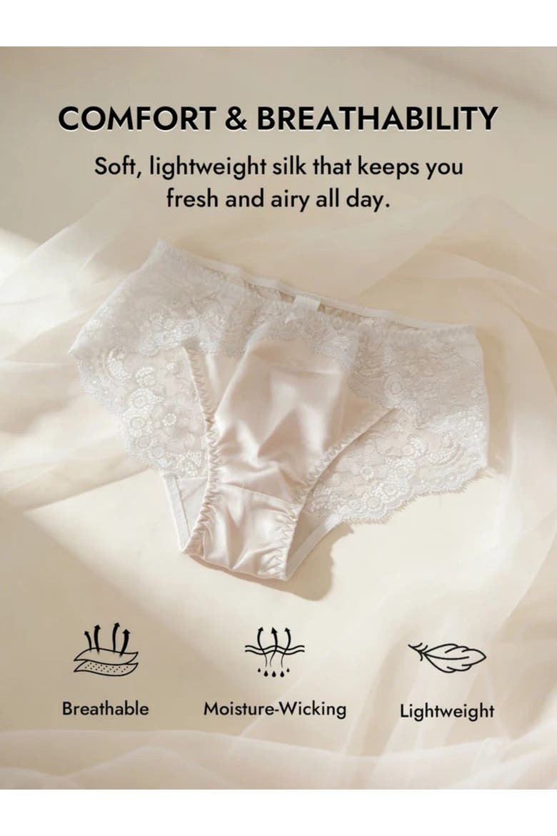 Pure Silk 3-Pack Lace Briefs Panties, Alternate, color, White