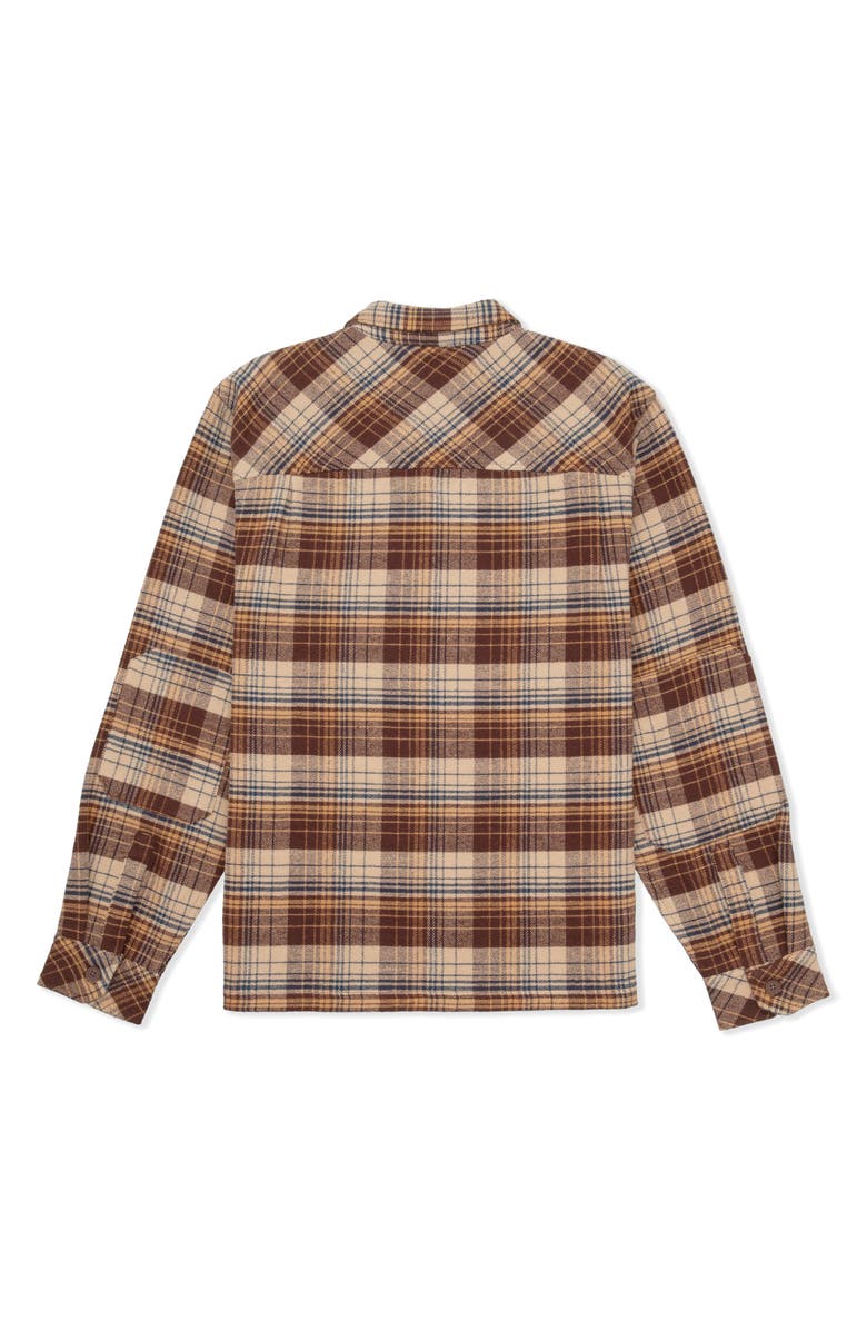 Hurley Santa Cruz Seaside Plaid Flannel Button-Up Shirt Jacket, Alternate, color, Espresso