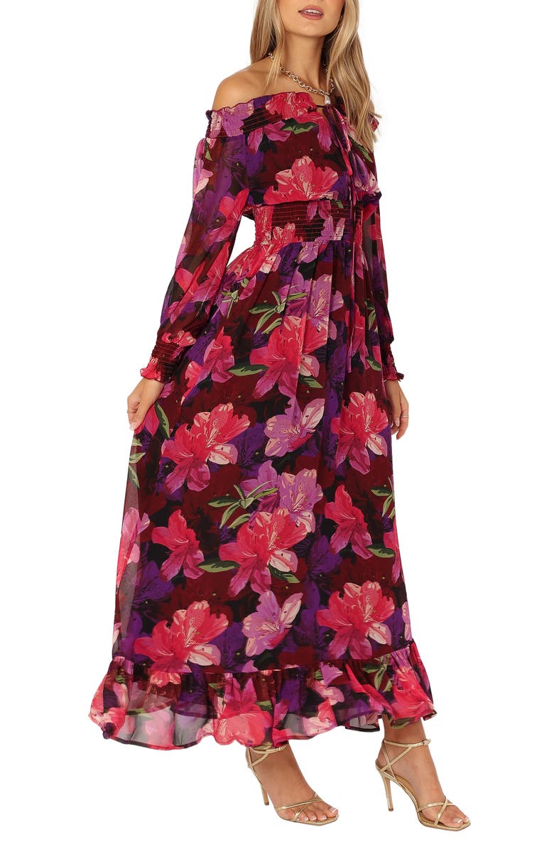 Petal 
Pup Luanne Floral Off the Shoulder Long Sleeve Maxi Dress, Alternate, color, 