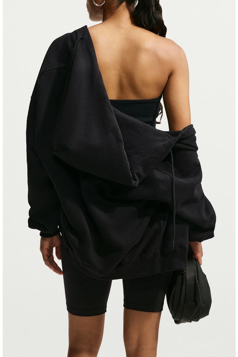 Oversized Fleece Full Zip Hoodie, Alternate, color, 001 001 TOTAL BLACK/SAIL