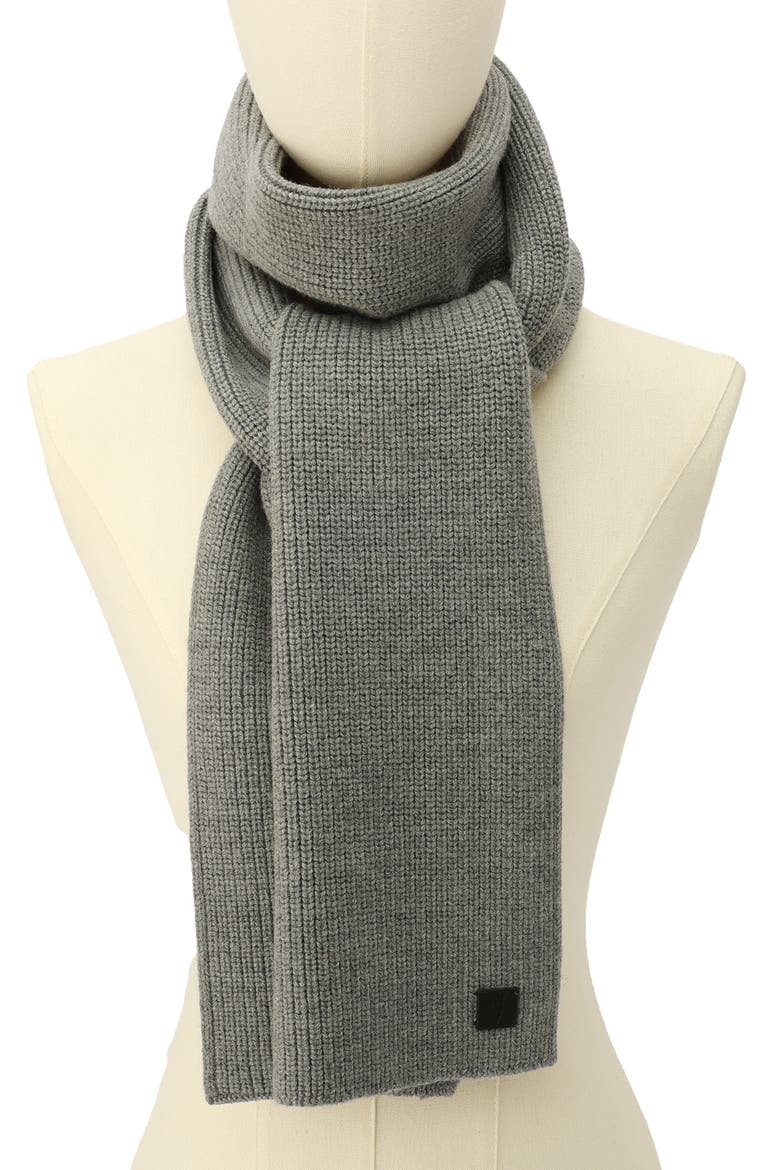Merino Wool Rib Scarf, Alternate, color, GREY