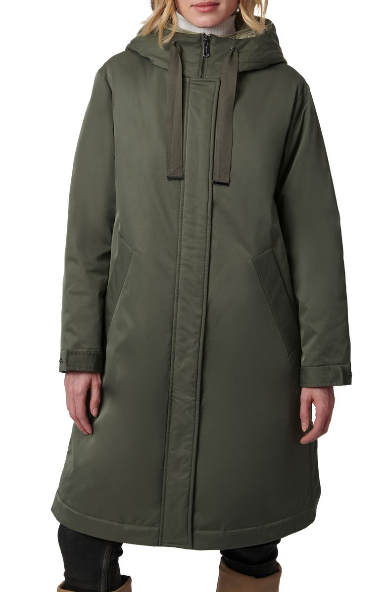 Bernardo Hooded Raincoat with Removable Hooded Bib, Main, color, Dusty Olive/ Sage