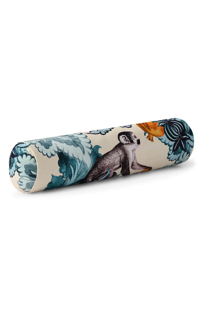 Sunday Citizen Damasc Monkey Cotton Bolster Pillow, Alternate, color, 