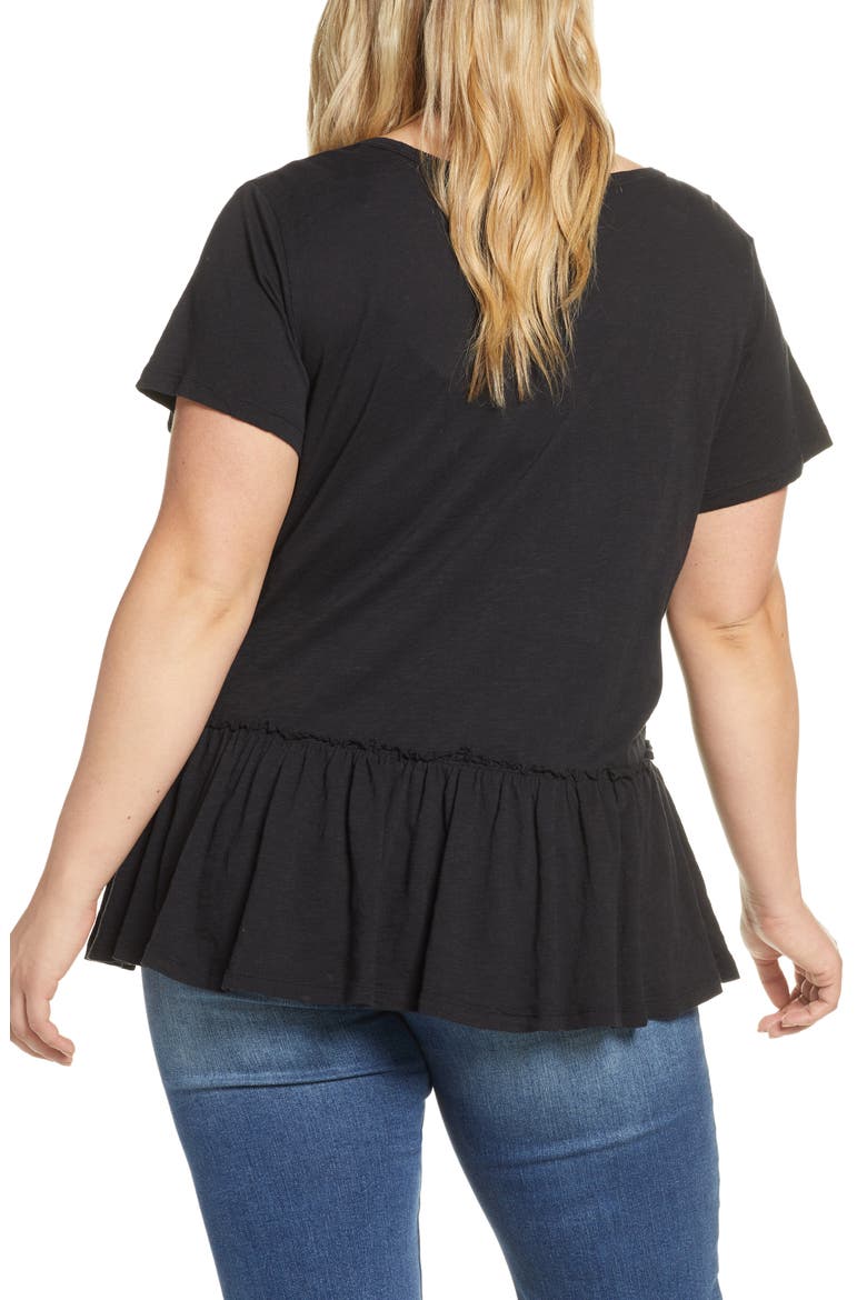 Asymmetrical Peplum Tee, Alternate, color, BLACK
